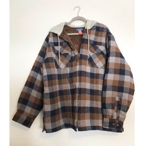 Puritan Quilted Hooded Plaid Shirt Jacket